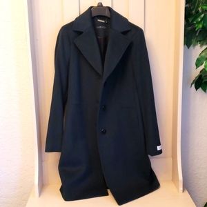 Single Breasted Cashmere Wool Blend Reefer Coat